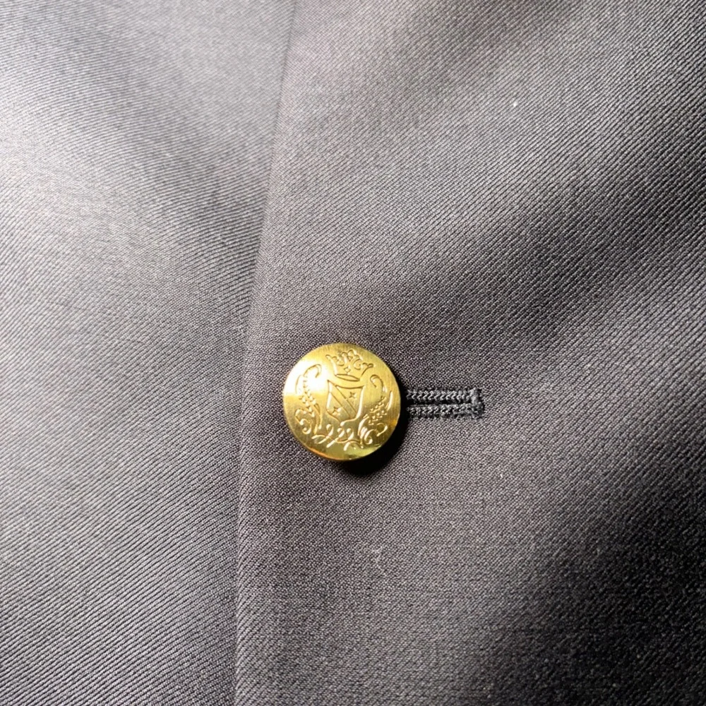 Jos A Bank Regal Mens 50R Navy Blue Wool Blazer Gold Crest Buttons Sport Coat